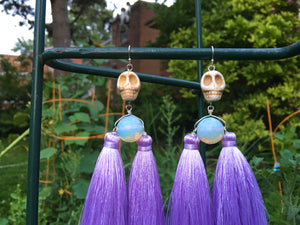 Skull/ Opalite/ Violet Tassels