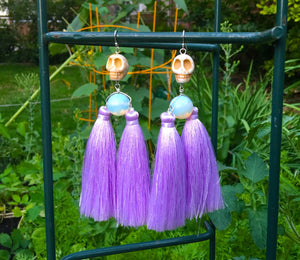 Skull/ Opalite/ Violet Tassels