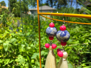 Neon Pink/ Sodalite/ Cream Silk Tassel