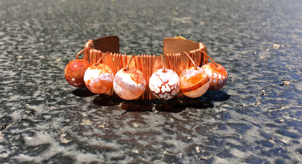 Fire Agate/ Copper Cuff