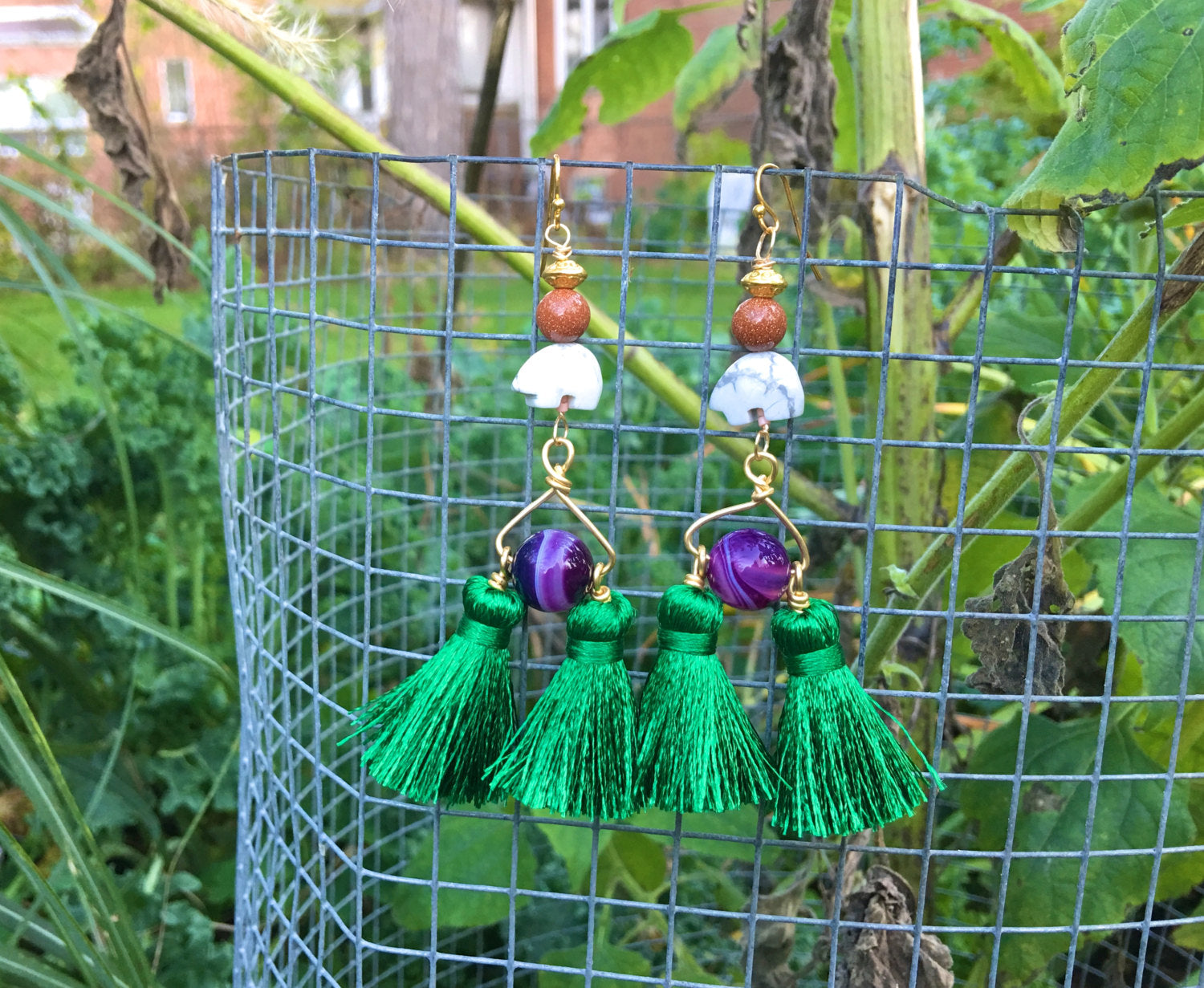 The Great Protector: Forest Green Tassel Earrings