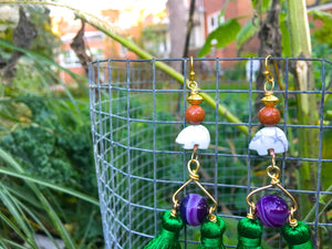 The Great Protector: Forest Green Tassel Earrings