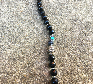 Black Agate - Silk Black Tassel Mala