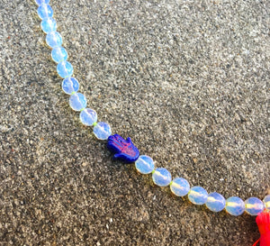 Opalite - Silk Hot Pink Tassel Mala