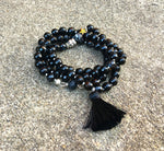 Black Agate - Silk Black Tassel Mala