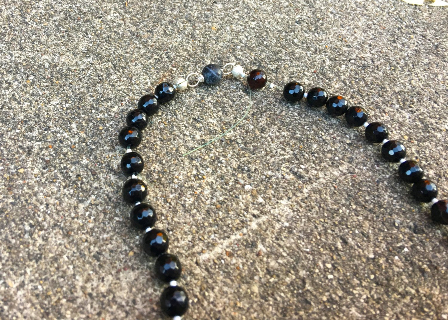 Black Agate - Silk Black Tassel Mala