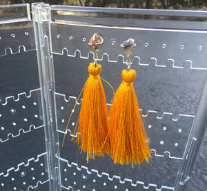 Agate Druzy - Golden Tassel Earrings