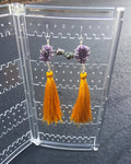 Amethyst- Freshwater Pearl- Golden Tassel Earrings