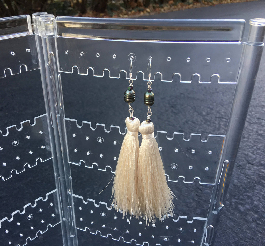 Freshwater Pearl - Cream Tassel Earrings