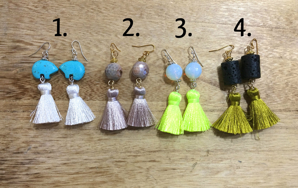 Earrings with Short Tassels (4 Pairs, you choose 1)