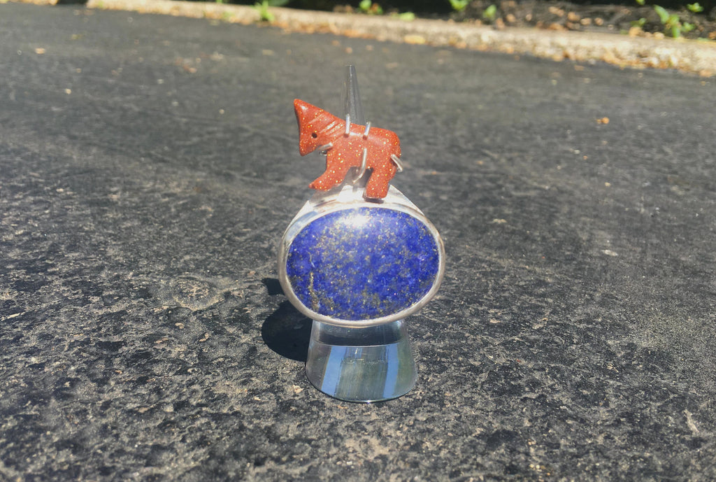 Lapis Lazuli with a Goldstone Horse Ring